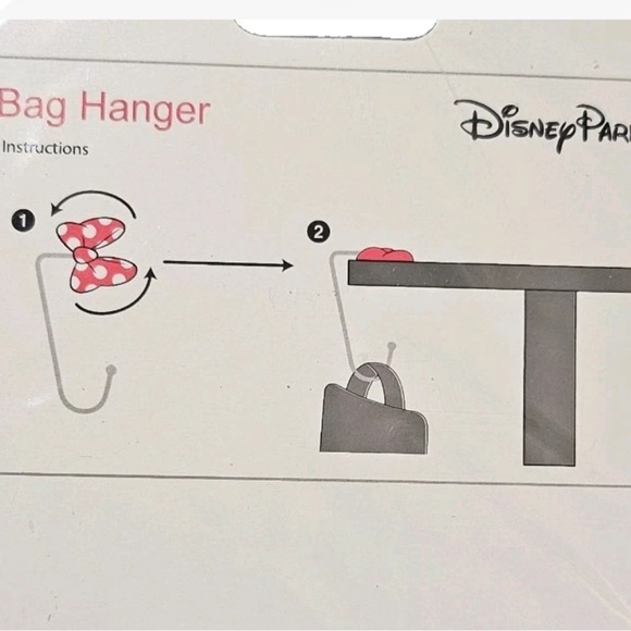 Disney Parks Bag Hanger Polka Dot Bow Minnie Mouse keep bag clean NEW - Picture 2 of 5